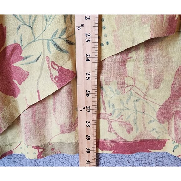 Click by Color Me Cotton Hi Low Jacket Top Yellow Floral 100% Linen Lagenlook M - Picture 8 of 11